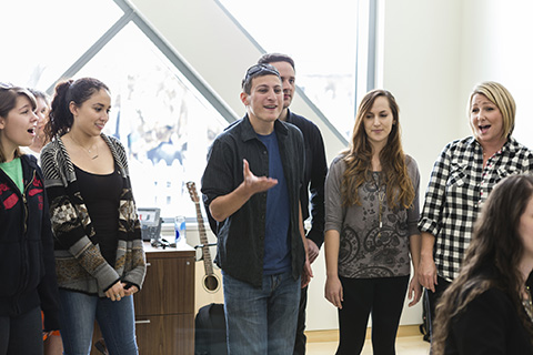 Vocal Ensemble performs in a Studio at FROST School of Music